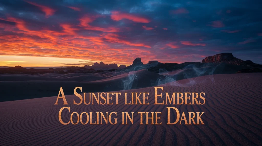 A sunset like embers cooling in the dark