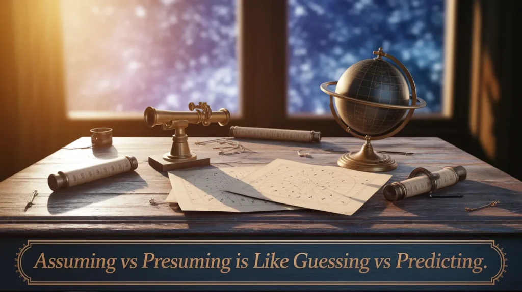 Assuming vs Presuming Is Like Guessing vs Predicting