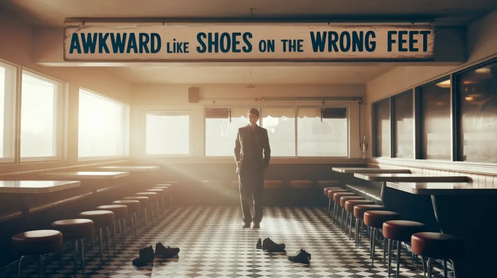 Awkward like shoes on the wrong feet