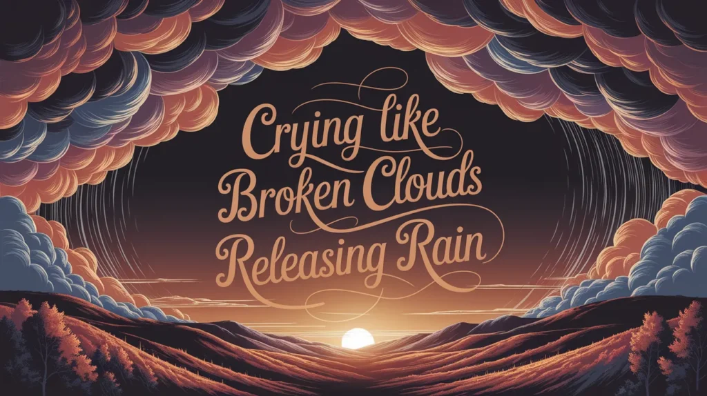 Crying like broken clouds releasing rain