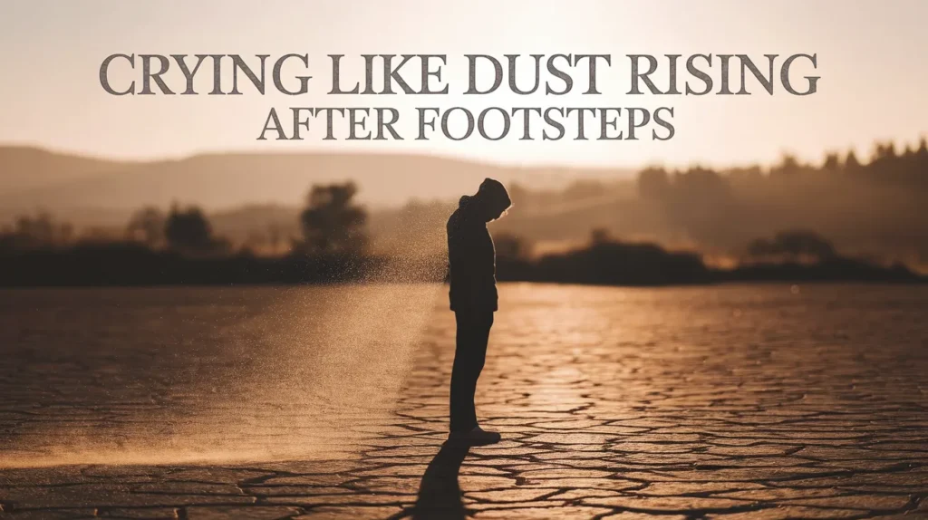 Crying like dust rising after footsteps