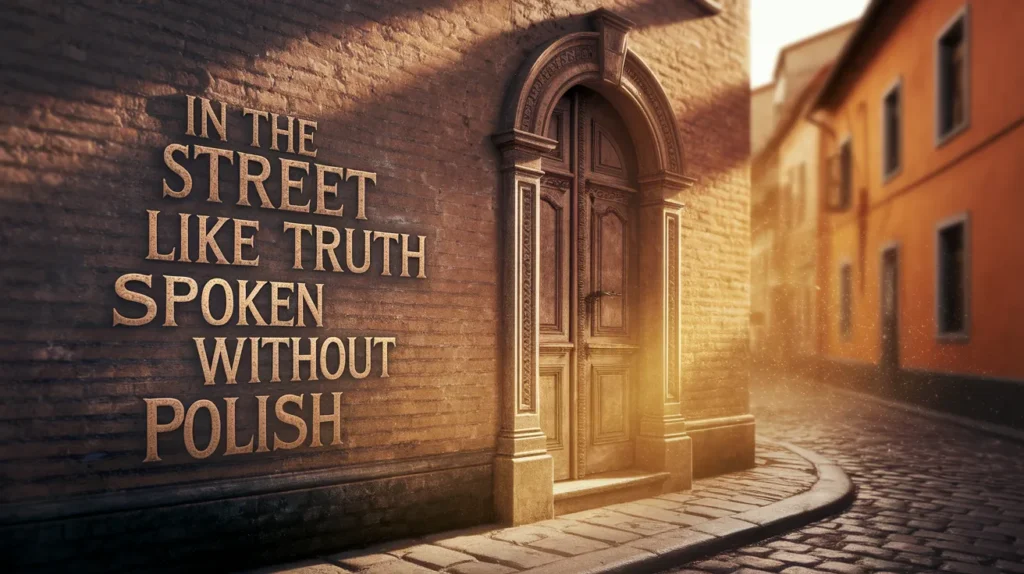 In the street like truth spoken without polish