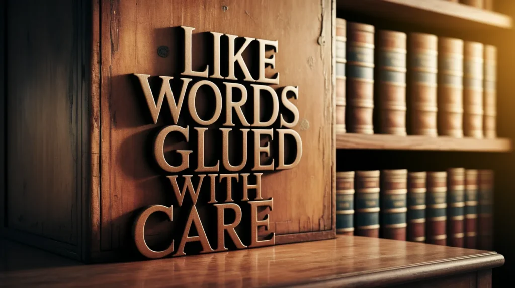 Like words glued with care