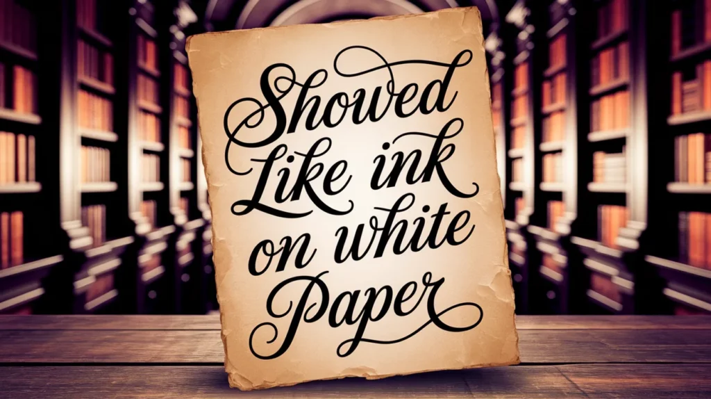 Showed like ink on white paper