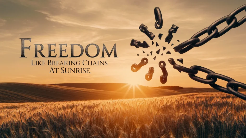Freedom like breaking chains at sunrise