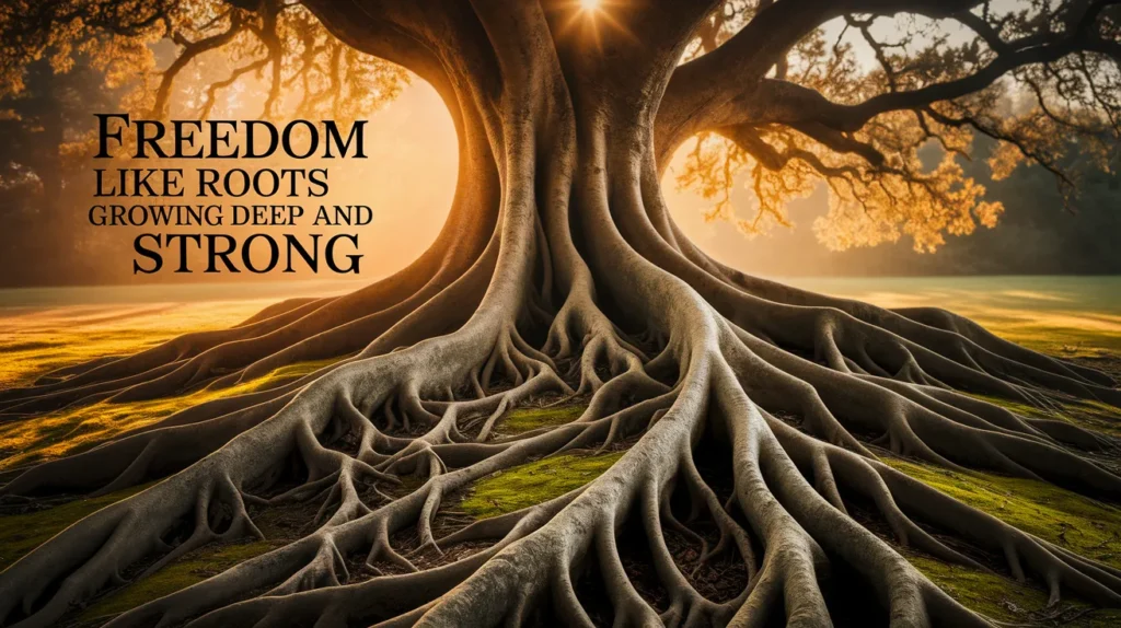 Freedom like roots growing deep and strong