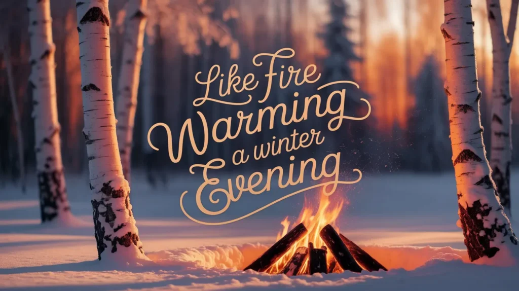 Like fire warming a winter evening