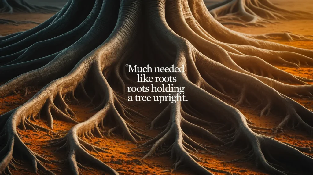 Much needed like roots holding a tree upright