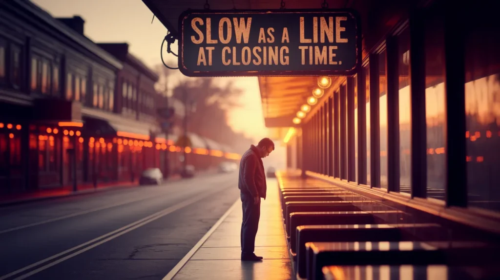 Slow as a line at closing time